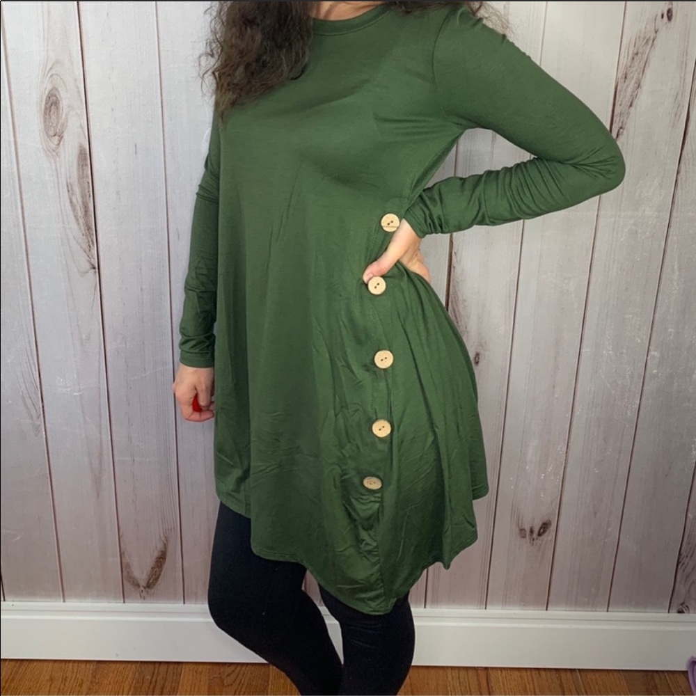 The Melanie Tunic- olive tunic with button detail - Picture 5 of 8